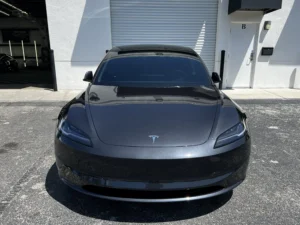 Tesla with brand new window tint from Conforti Detailing