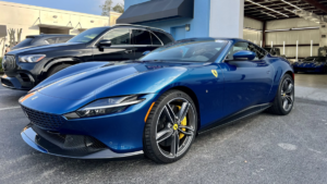 Blue Ferrari - Paint Protection Film installed by Jeremy Conforti of Conforti Auto & Marine