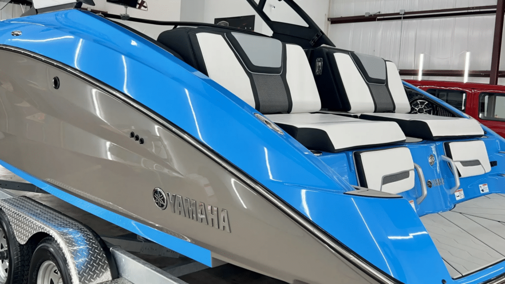 Yamaha Jet Boat Ceramic Coating being done inside Conforti Detailing shop in Palm Harbor