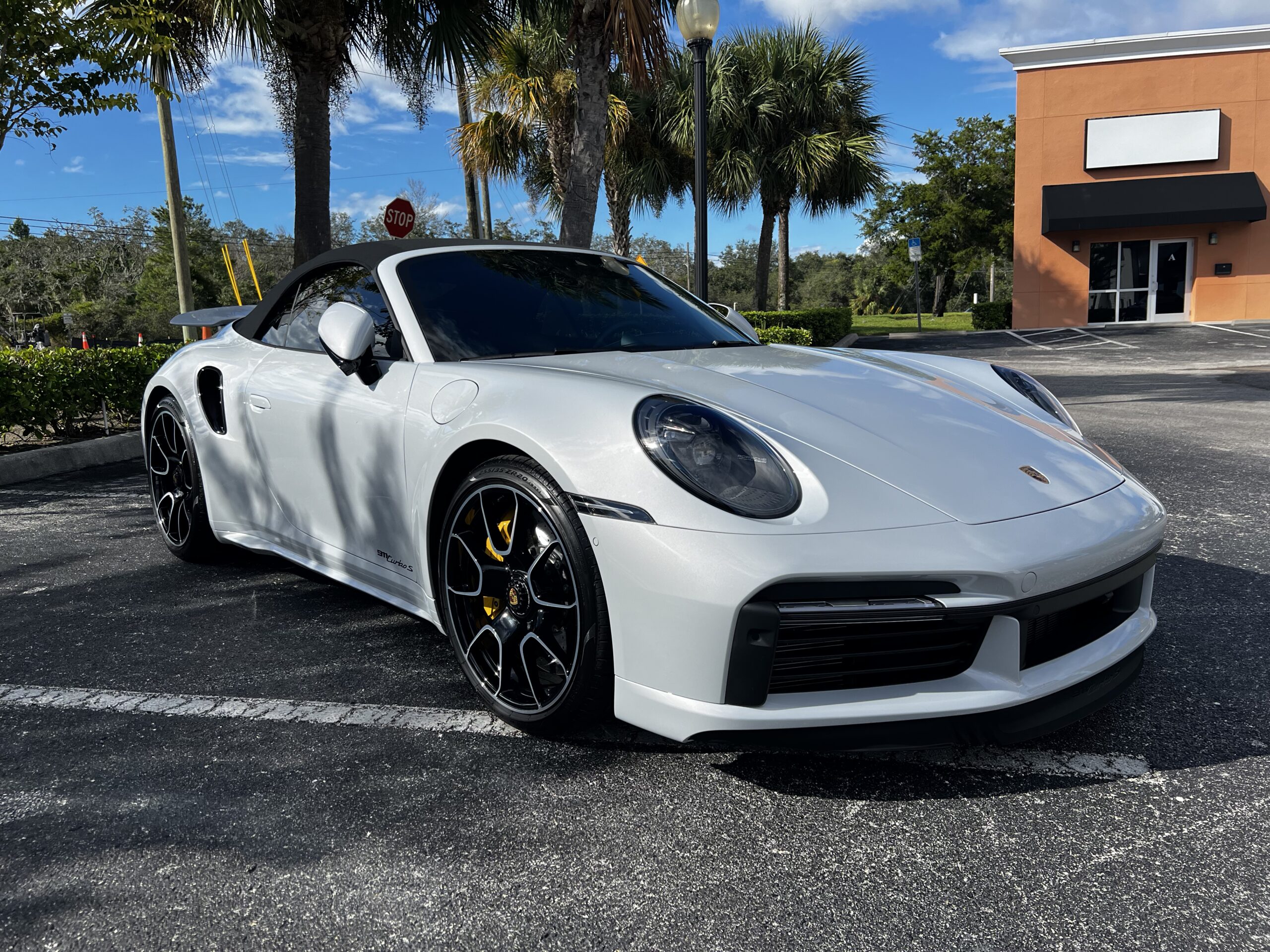 PPF Tampa: Get a Free Quote and What Jeremy Needs 1 White Porsche 911 Turbo S convertible with PPF Tampa protection in parking lot