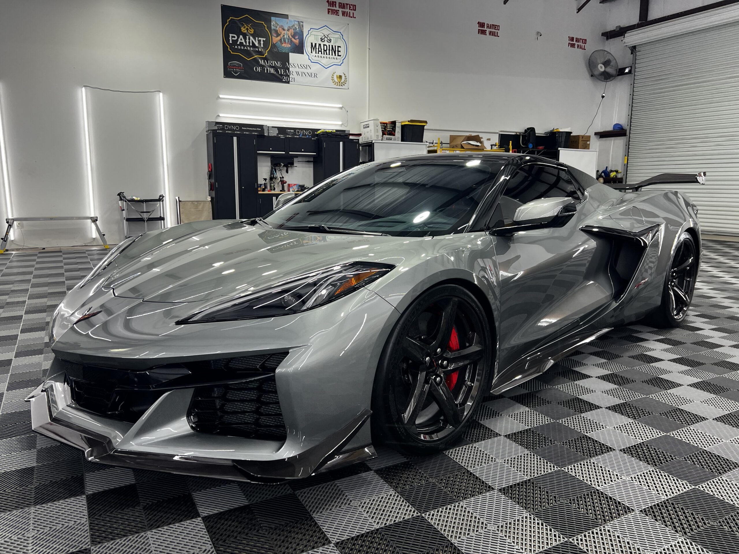 PPF Tampa: Get a Free Quote and What Jeremy Needs 2 Gray Chevrolet Corvette Z06 with PPF Tampa protection in Conforti Detailing garage
