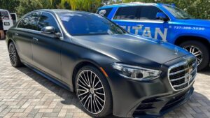Black luxury sedan detailed at Conforti Auto & Marine Detailing in Palm Harbor, FL